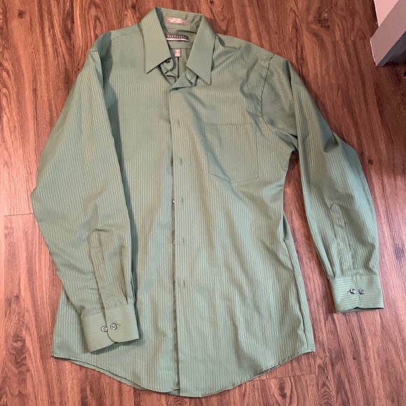 Van Heusen | Shirts | Green Satin Stripe Van Heusen Dress Shirt | Poshmark